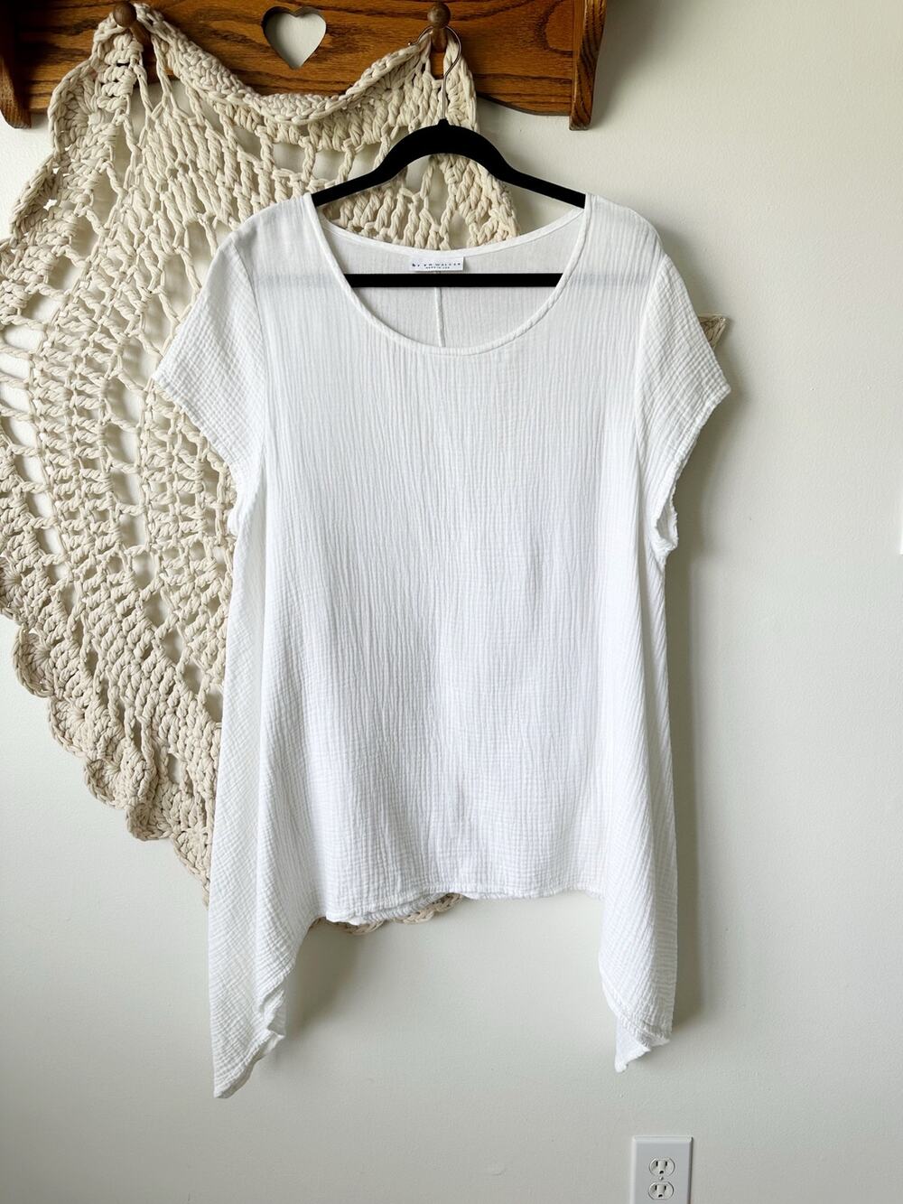 Bryn Walker White Cotton Gauze Charlie Tunic Top Size Large